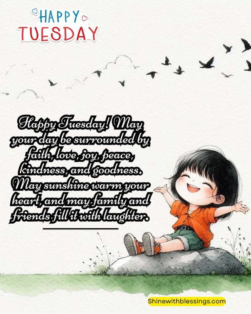 Happy Tuesday Blessings with Joyful background