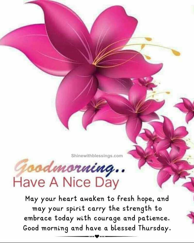 Good Morning Happy Blessed Thursday Image with flowers