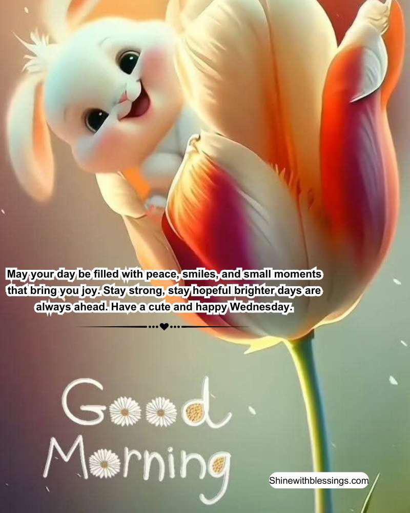 Happy Wednesday Morning blessings image with flowers and sunshine