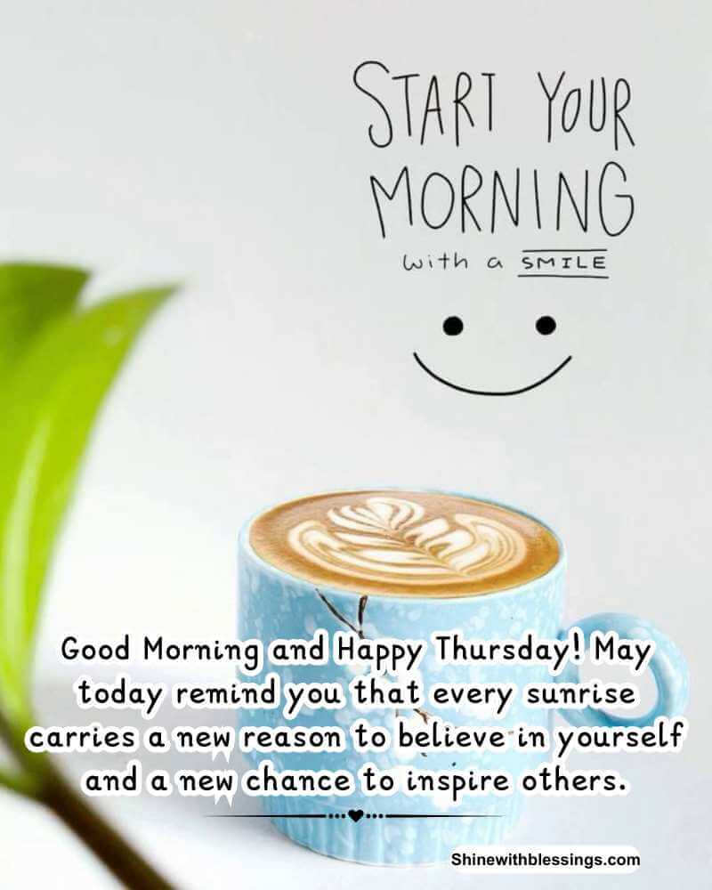 Good Morning Happy Thursday Inspirational Blessings Images with coffee