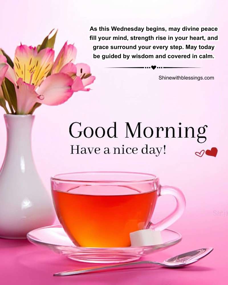 Powerful Wednesday Morning Prayers and Blessings Image with cute flowers